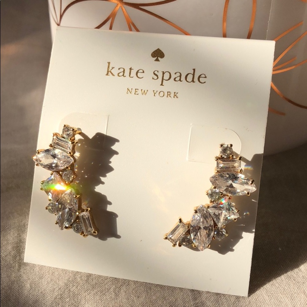 Kate Spade Crystal Cluster Gold Earrings